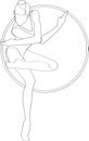 silhouette of a gymnast with a hoop. Royalty Free Stock Photo